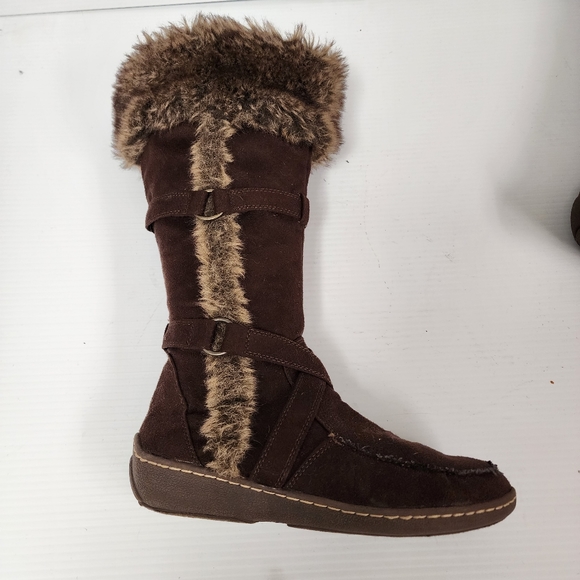 American Eagle Outfitters Brown Faux Fur Suede Boots Size 9 - Picture 8 of 11